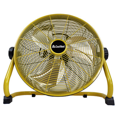 DC Recharge Industrial Ventilation Fan 12inch Yellow / Black Portable Floor Standing Fan